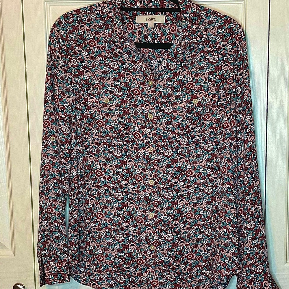 LOFT Women's Floral Button-Up Top - Multicolor